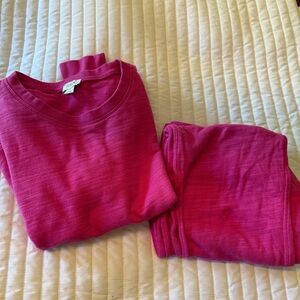 Hot pink J.Crew lightweight sweatsuit